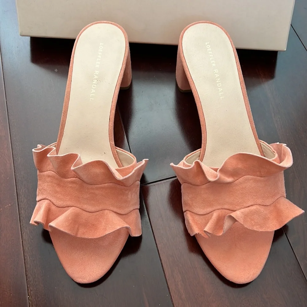 Loeffler Randall Suede Ruffle Embellishment Mules size 10 with original box - Picture 3 of 6